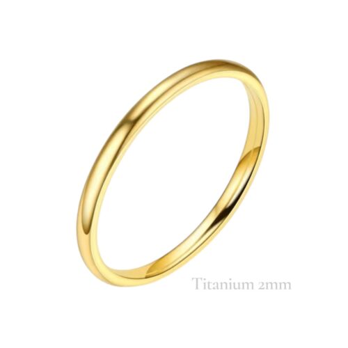 Titanium Grade 23 Gold Promise Wedding Ring 2mm