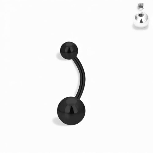 316L Surgical Steel Belly Bar Ring for Navel Piercing- Black