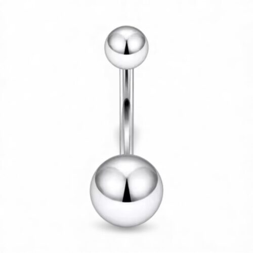 316L Surgical Steel Belly Bar Ring for Navel Piercing- Silver