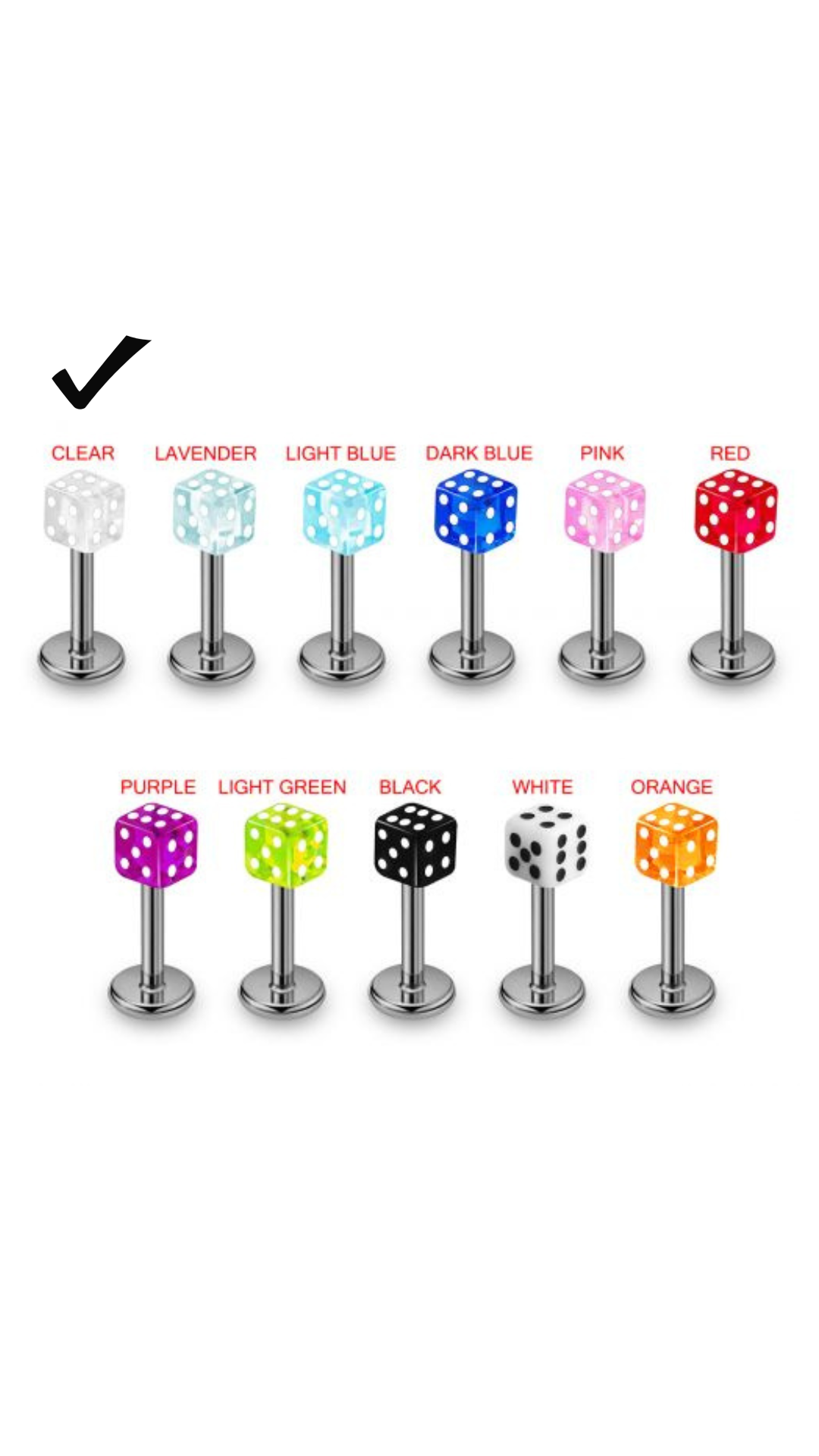 labret with Dice Top