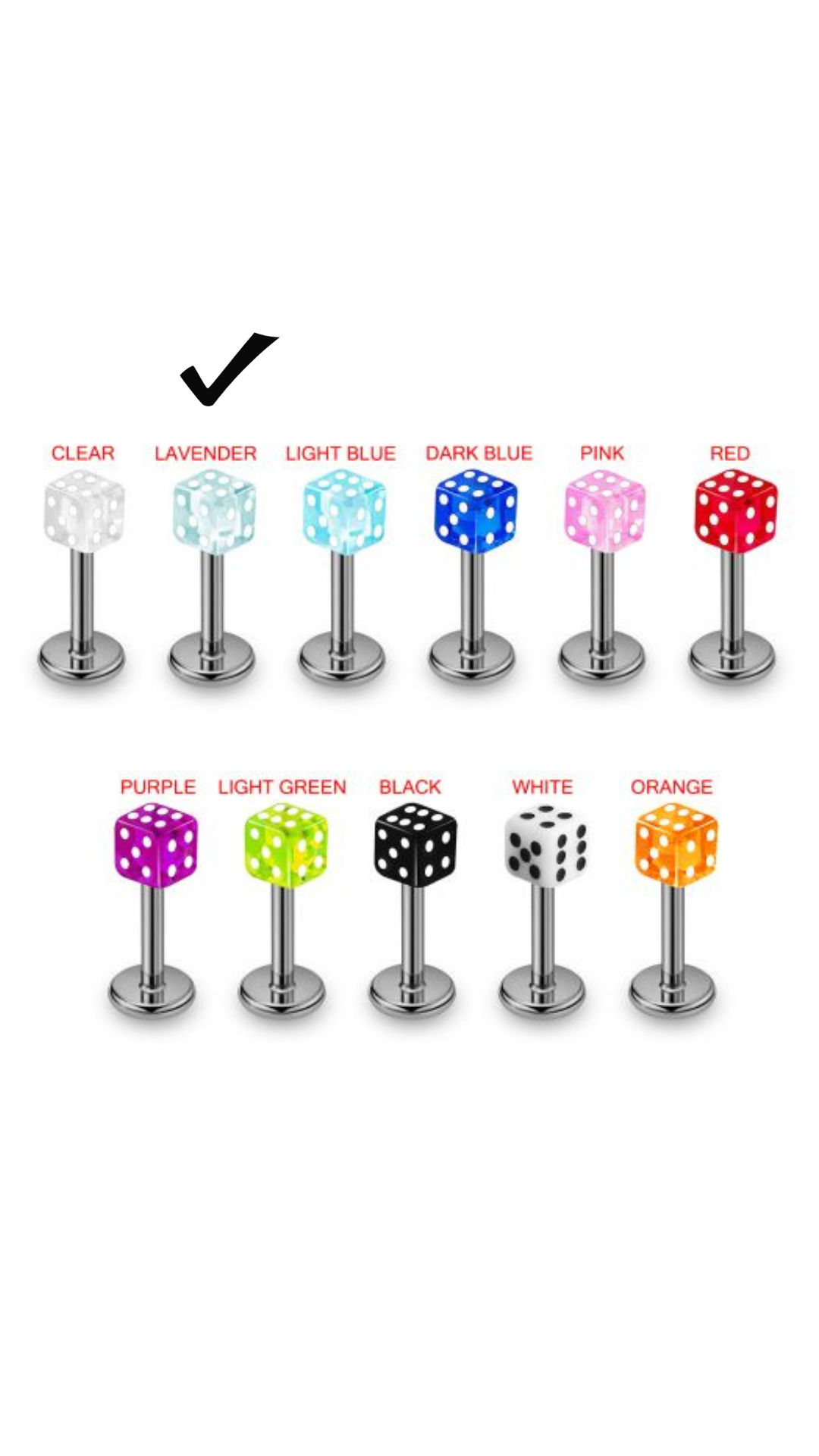 labret with Dice Top
