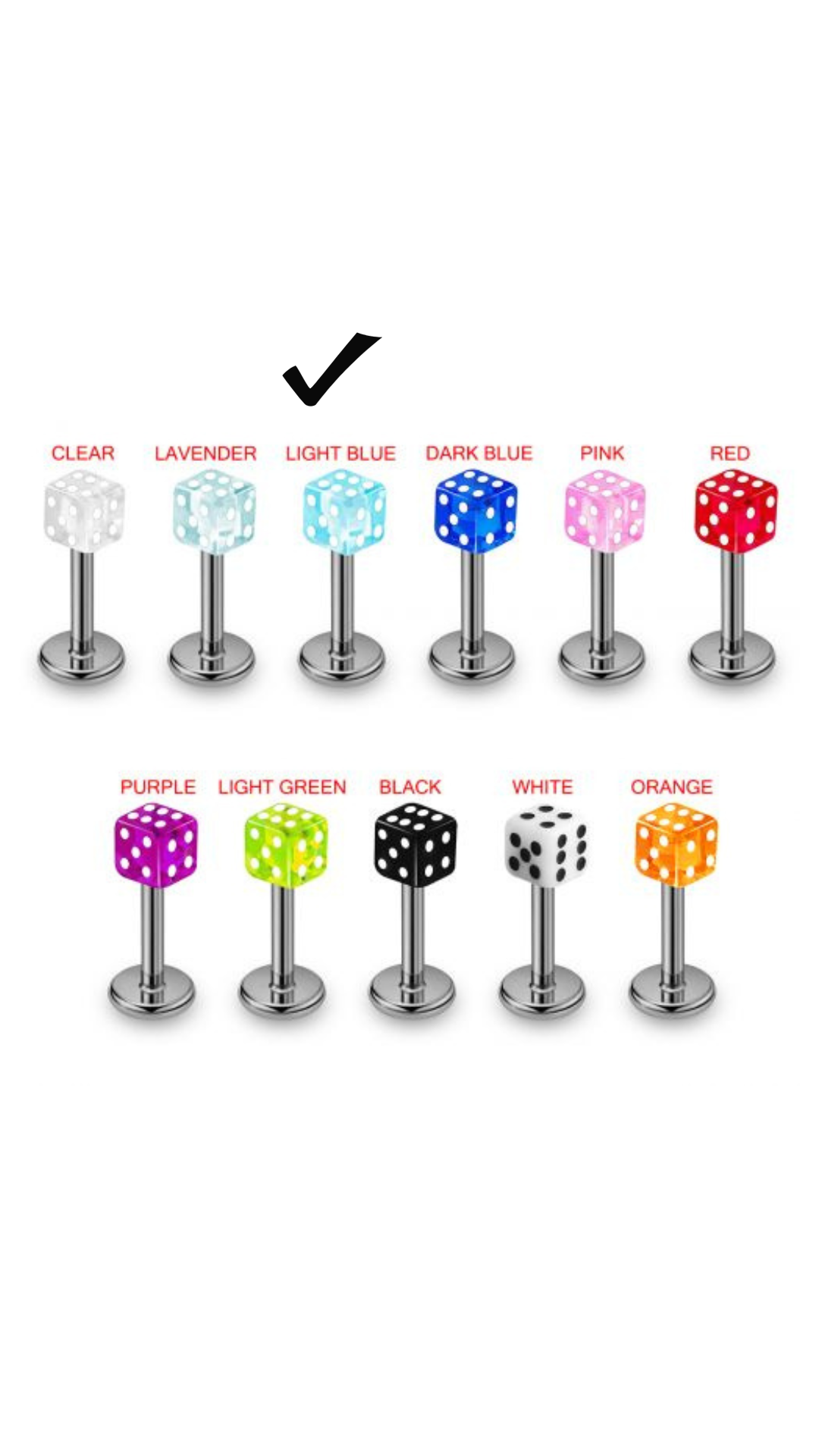 labret with Dice Top