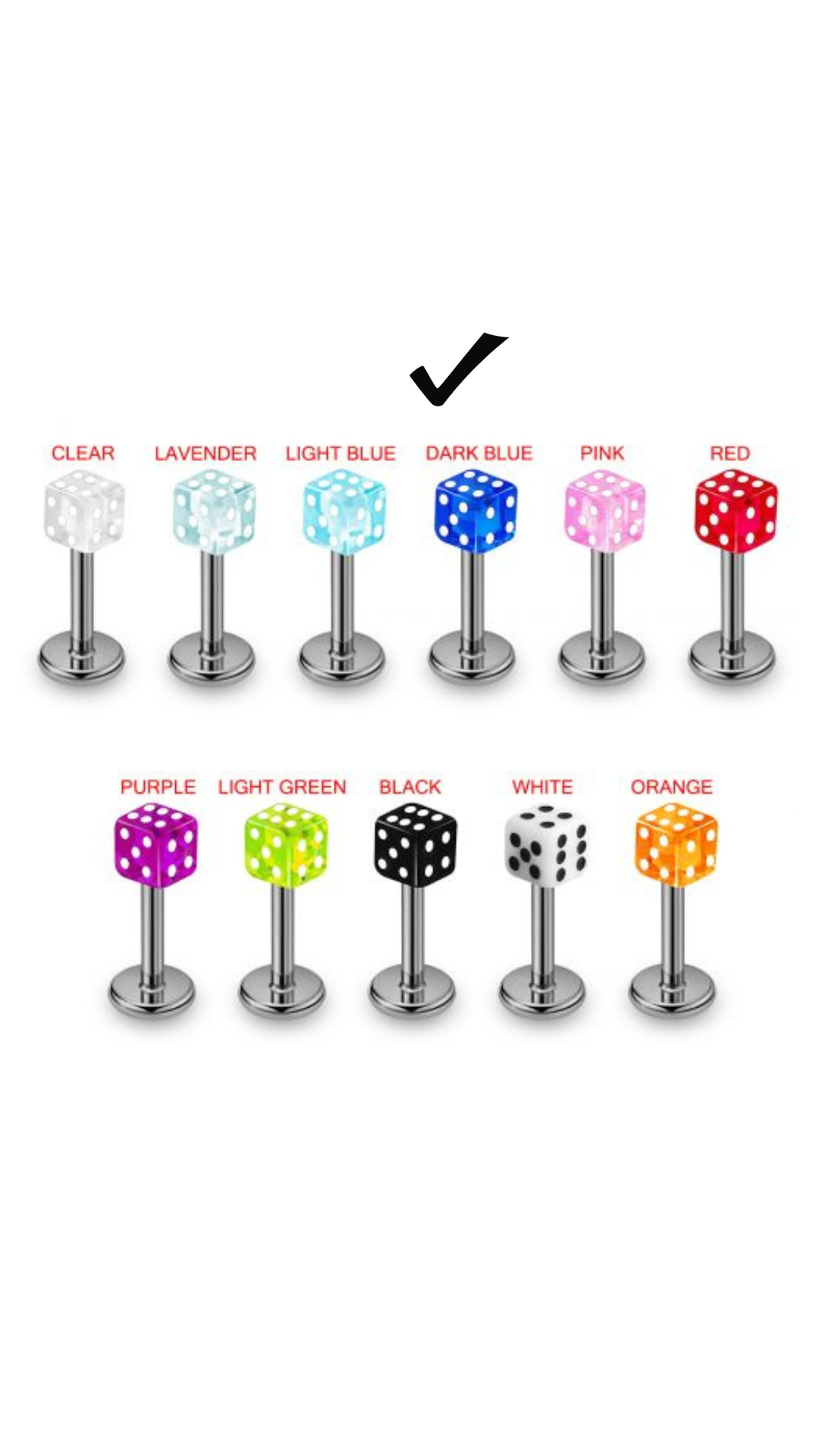 labret with Dice Top