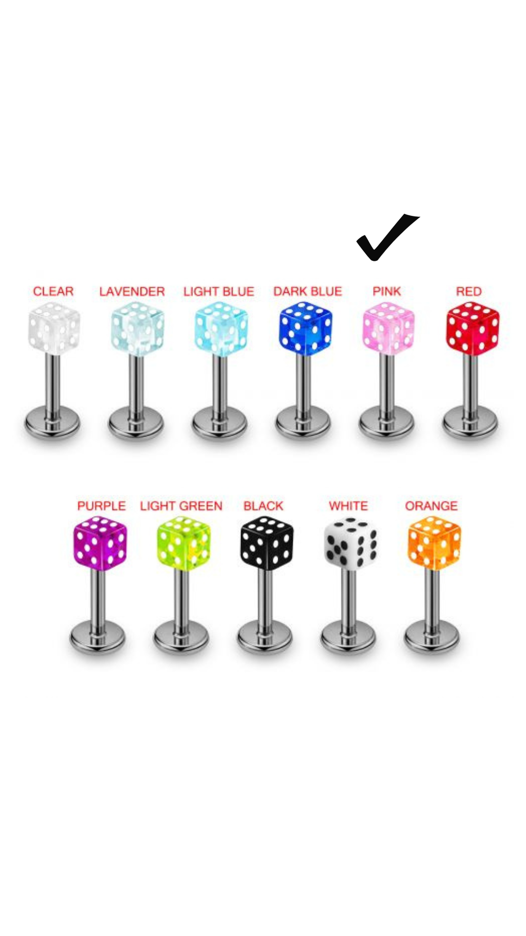 labret with Dice Top