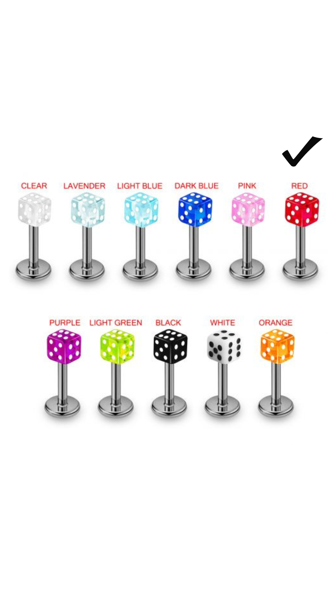 labret with Dice Top