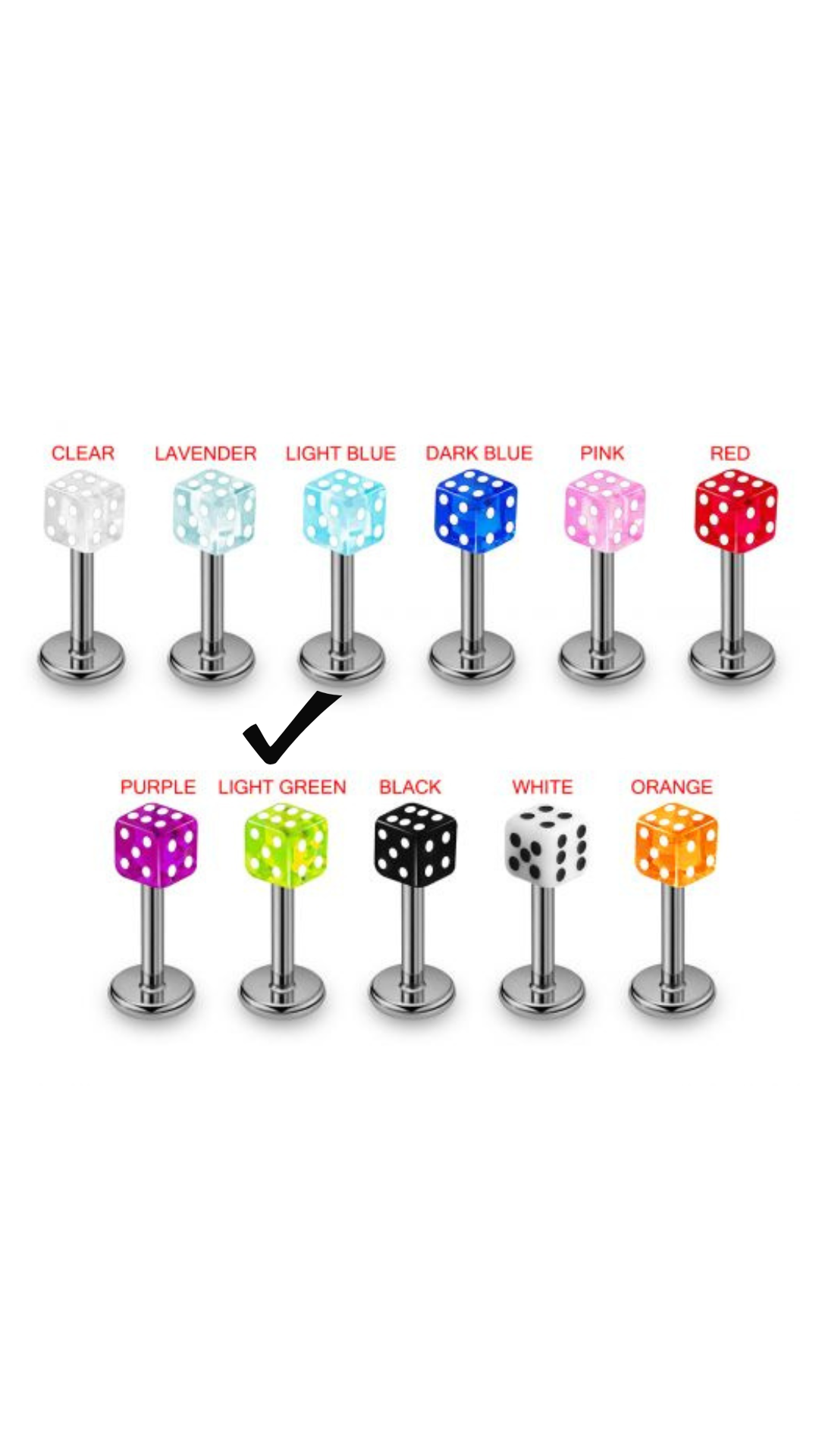 labret with Dice Top