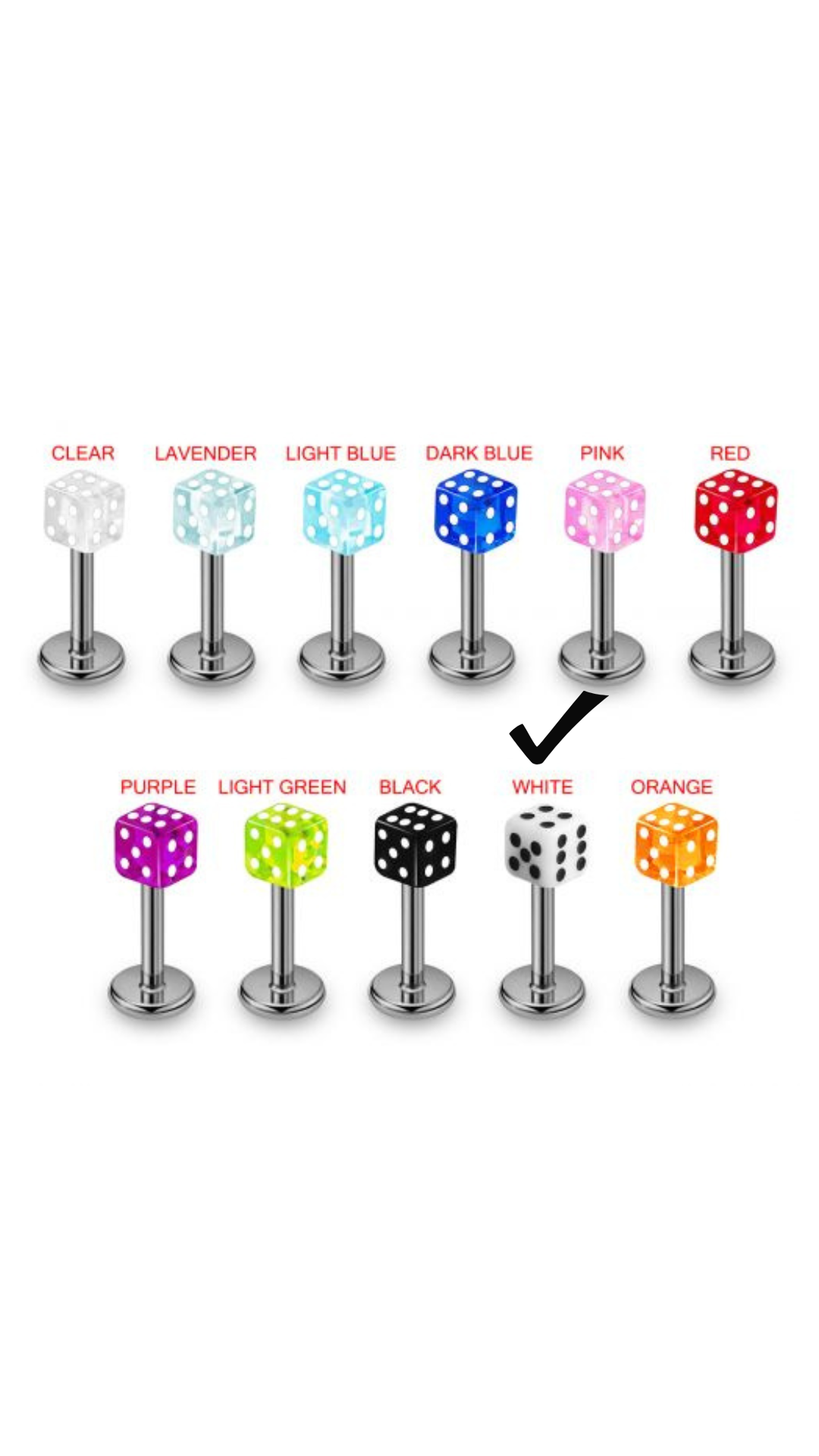 labret with Dice Top
