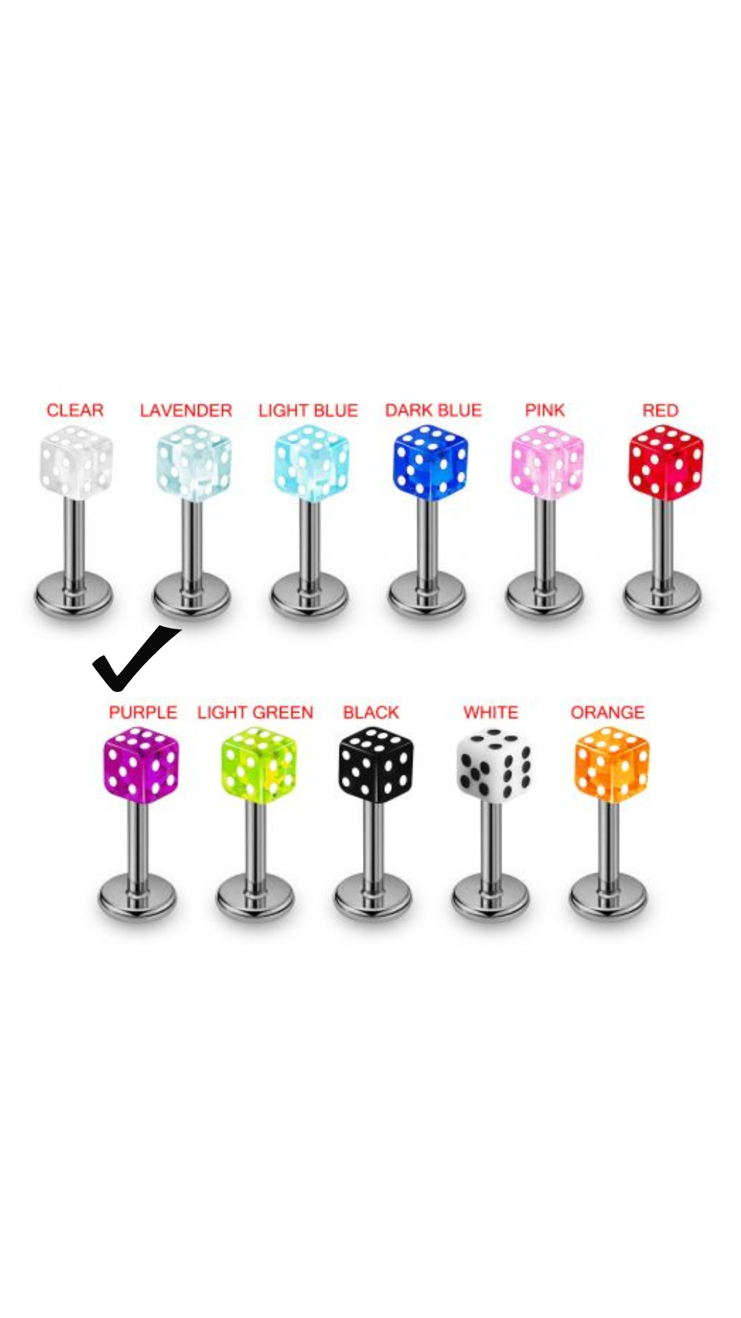 labret with Dice Top