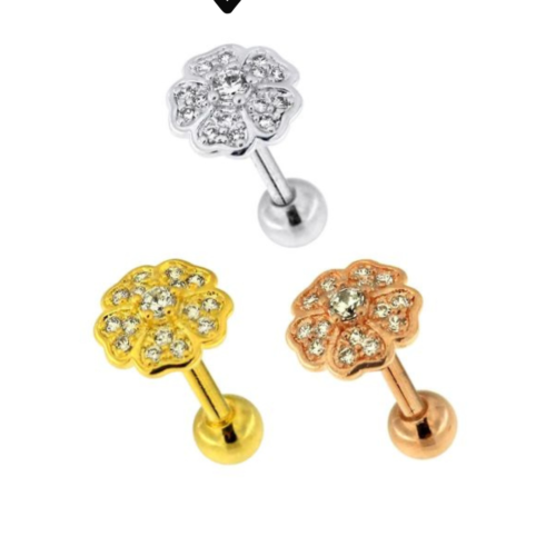 Flower Micro Jewelled Ear Stud