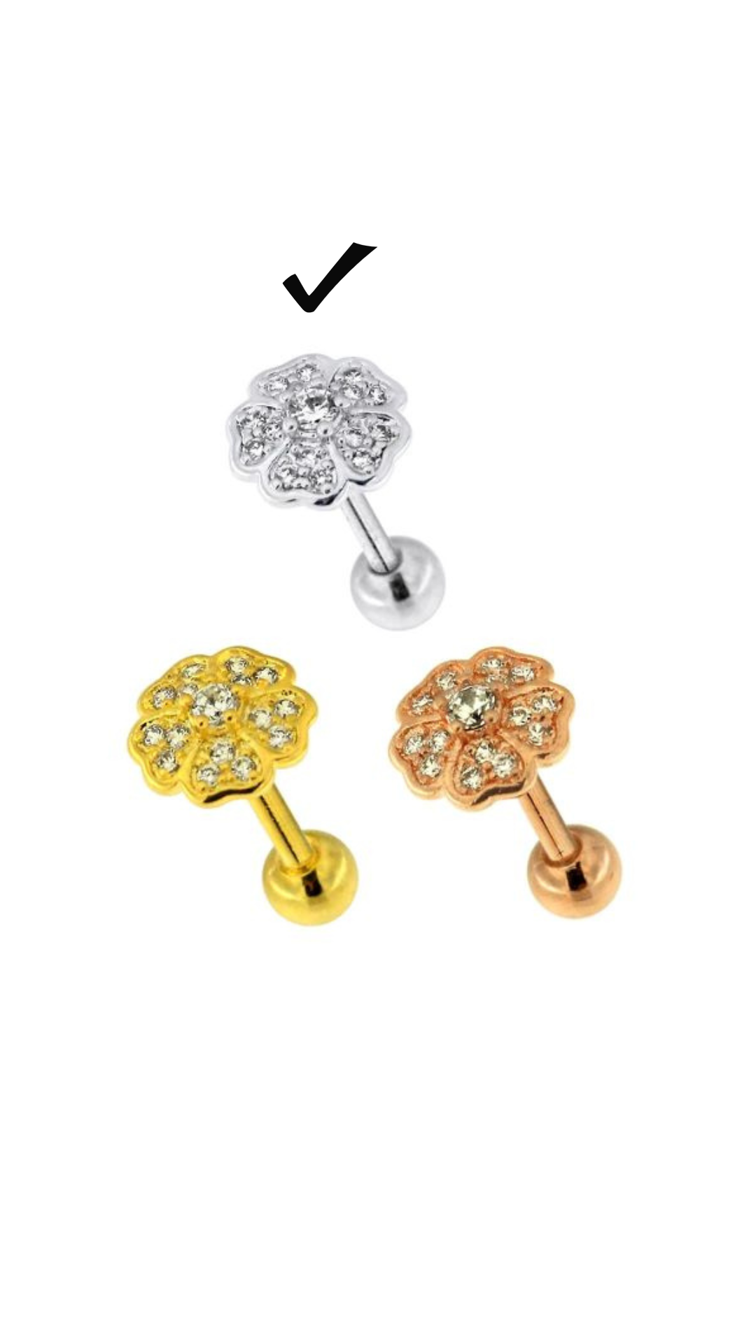 Flower Micro Jewelled Ear Stud