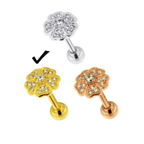 Flower Micro Jewelled Ear Stud