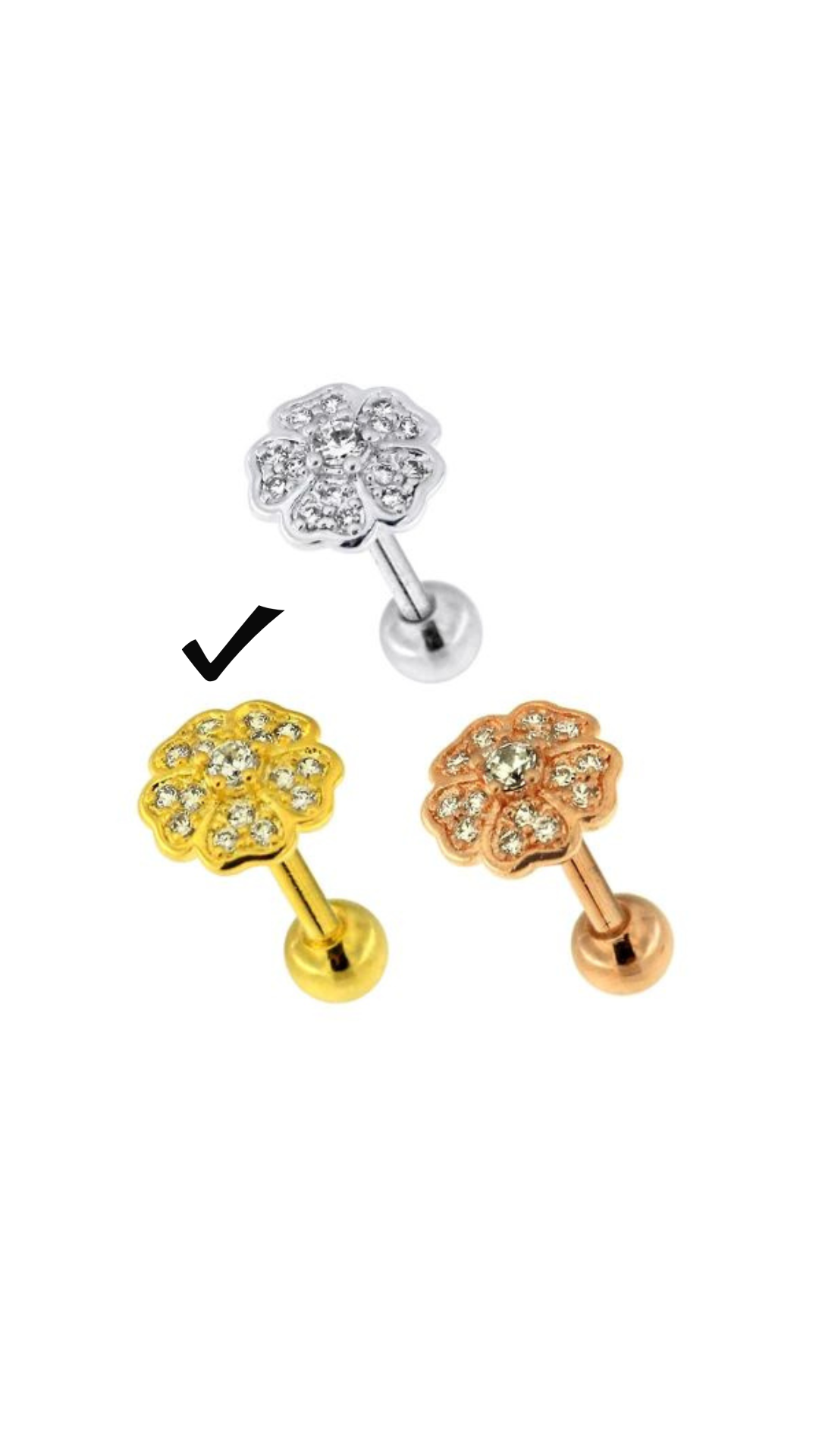 Flower Micro Jewelled Ear Stud