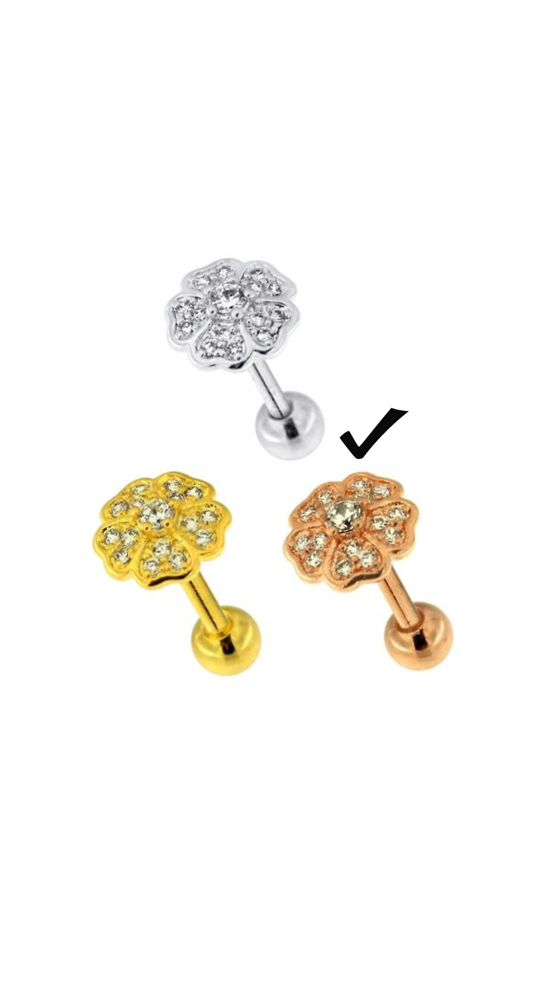 Flower Micro Jewelled Ear Stud