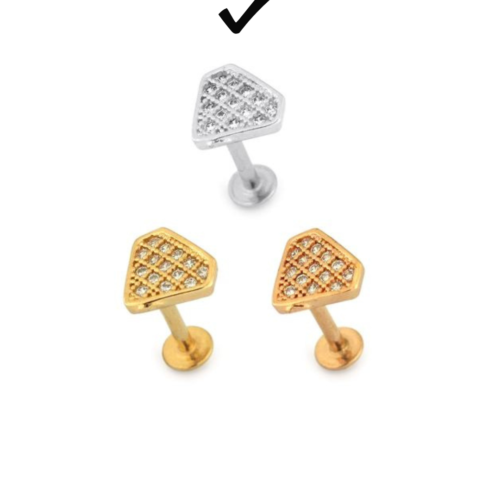 Micro Jewelled Diamond Shape Ear Stud
