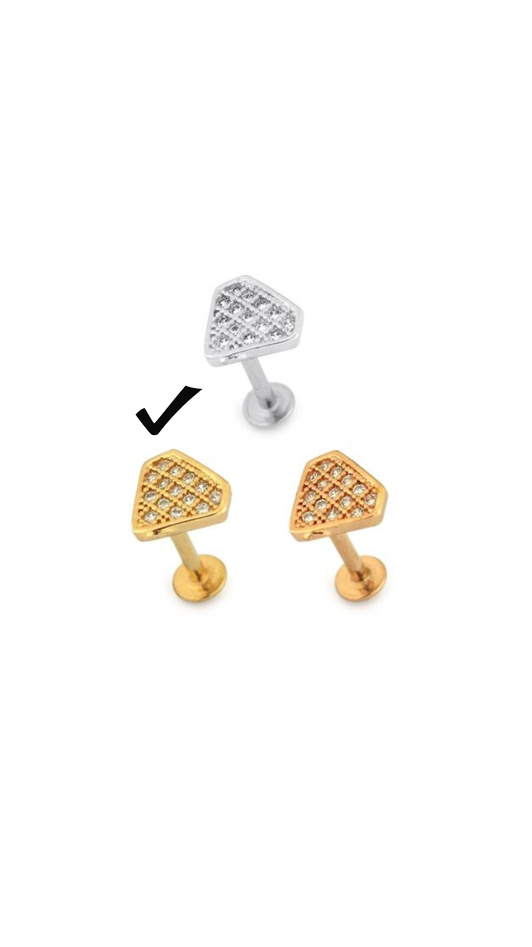 Micro Jewelled Diamond Shape Ear Stud
