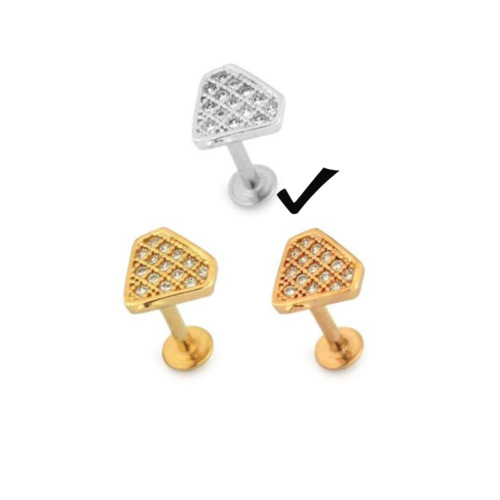 Jewelled Diamond Shape Ear Stud