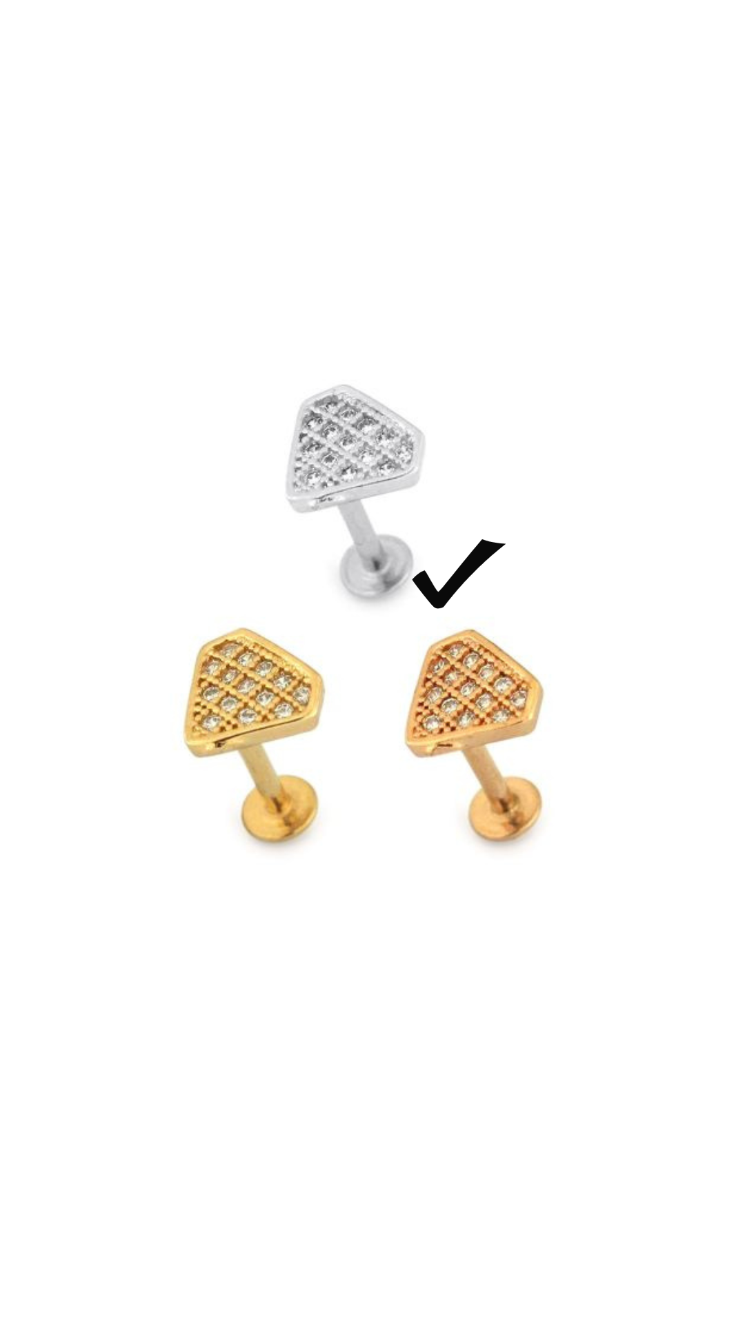 Jewelled Diamond Shape Ear Stud