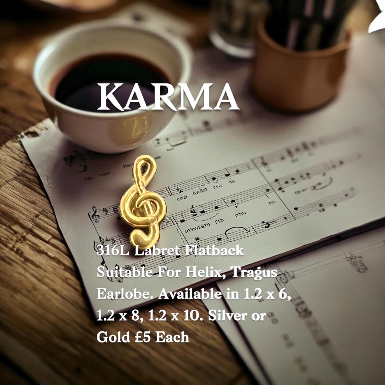 316L Surgical Steel Treble Clef Stud- Gold - Image 2