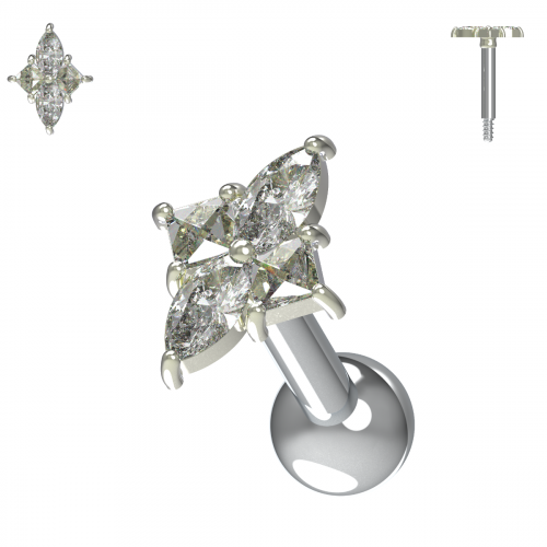 Jewelled Floral Flower Ear Stud