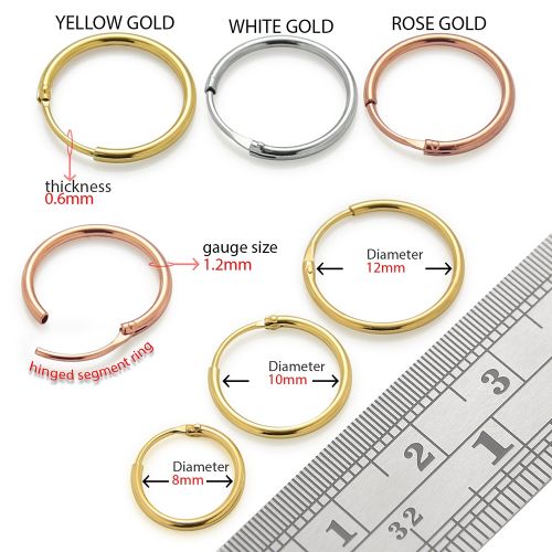 9ct Rose Gold Segment Hoop Nose Clicker Ring Pair - Image 2