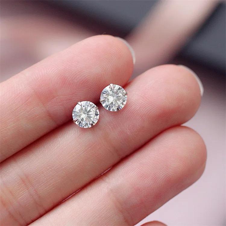 Mens CZ Silver Earrings Pair - Image 2