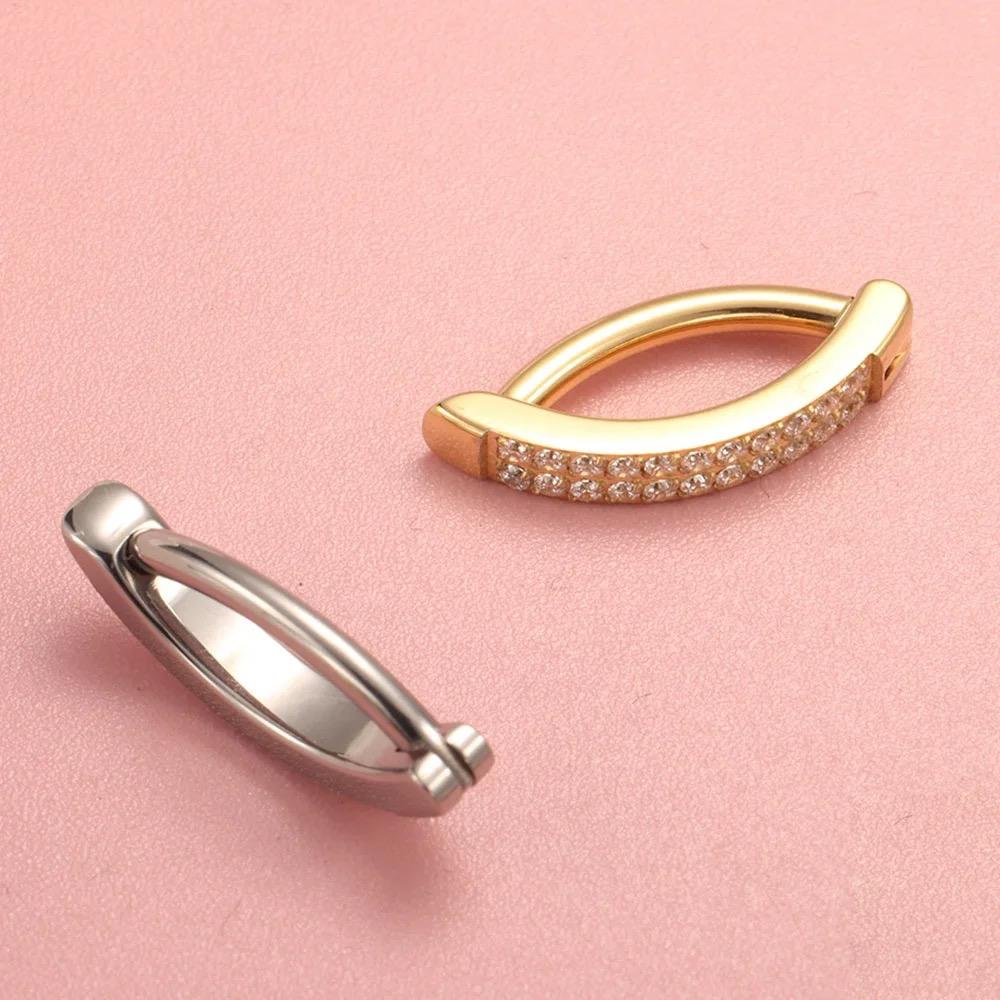 Silver Titanium Belly Bar Clicker with Cubic Zirconia 1.6mm x 10mm, 12mm - Image 3