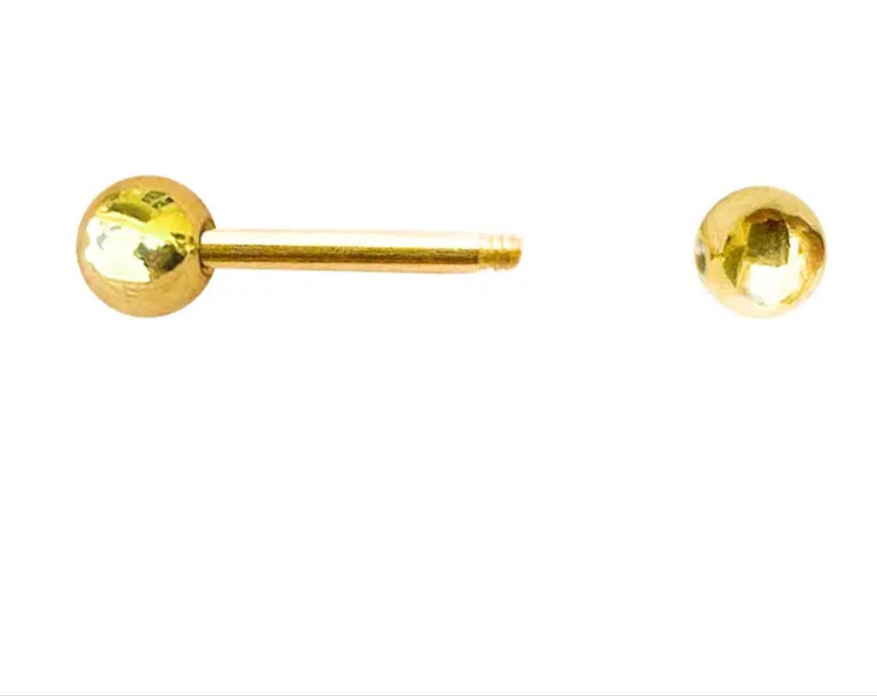 9ct Yellow Gold Bar Piercing Earring 1.2mm x 12mm 0.31g