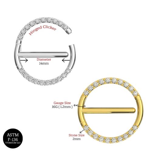 Titanium G23 CZ Nipple Rounder Clicker- Gold - Image 2
