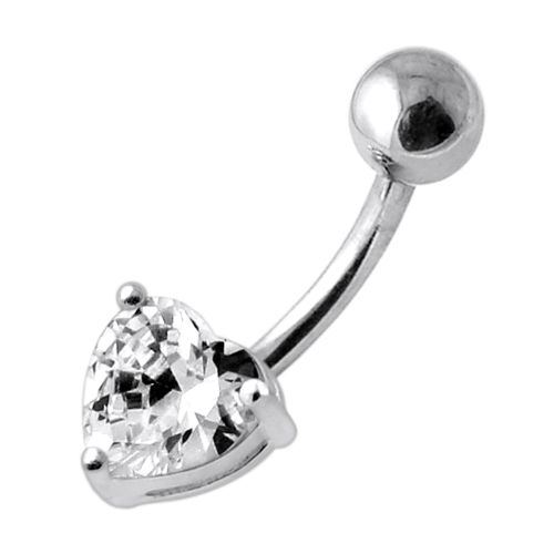 heart navel belly bar