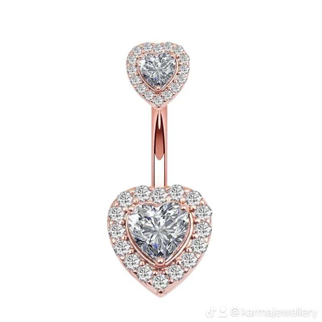 Double Heart Belly Bar