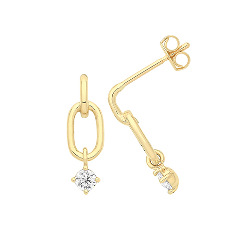 Link Stud with Hanging CZ