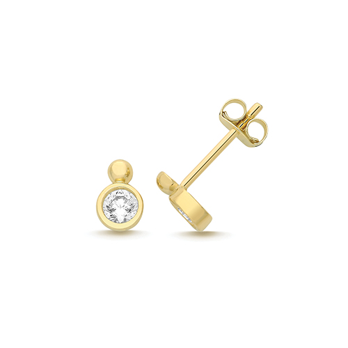 9ct Yellow Gold CZ Stud Earrings