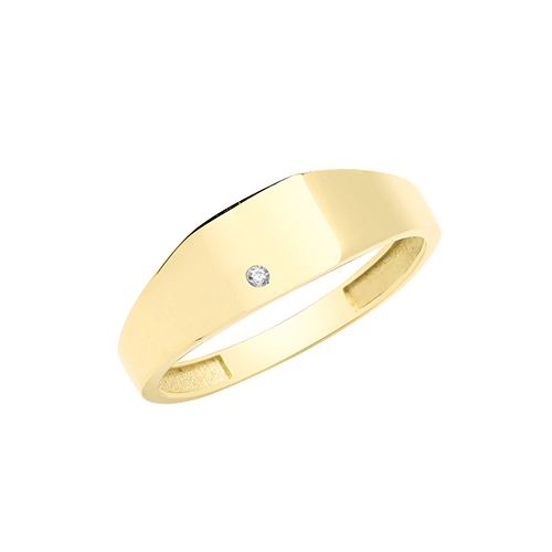 9ct Yellow Gold Square Signet Ring With CZ