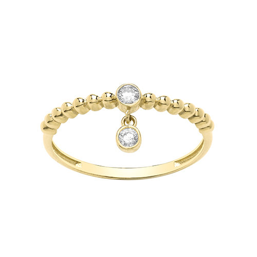9ct Yellow Gold Bobble Ring With CZ Charms - Image 3