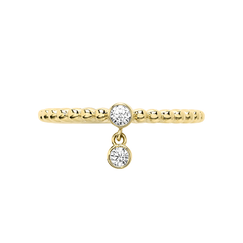 9ct Yellow Gold Bobble Ring With CZ Charms - Image 2