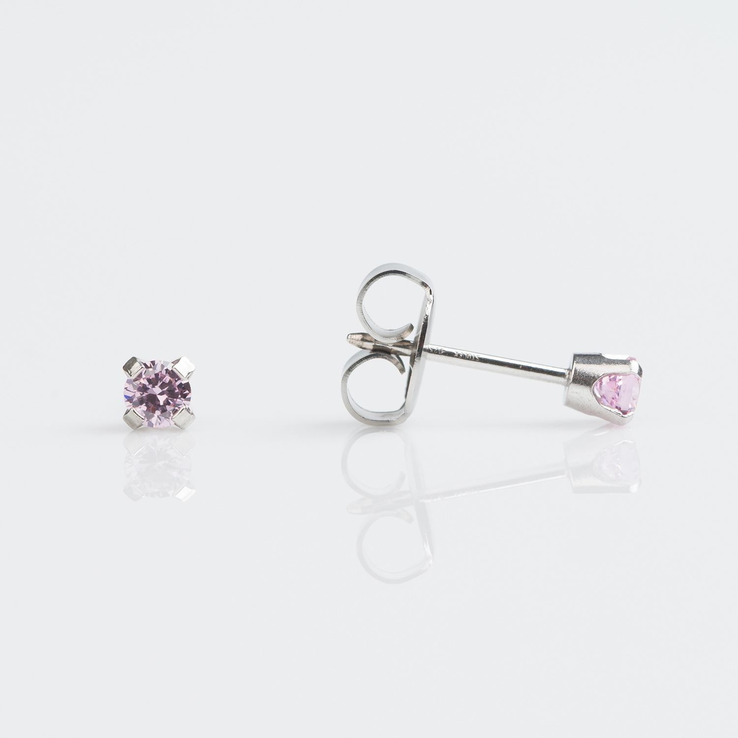 3mm Pink Cz Stud Earring