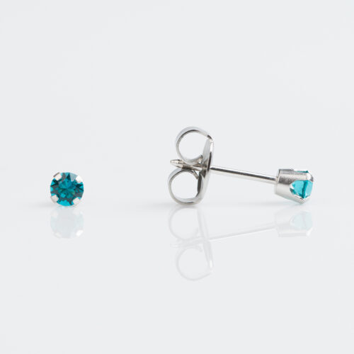 December Blue Zircon Stud Earring