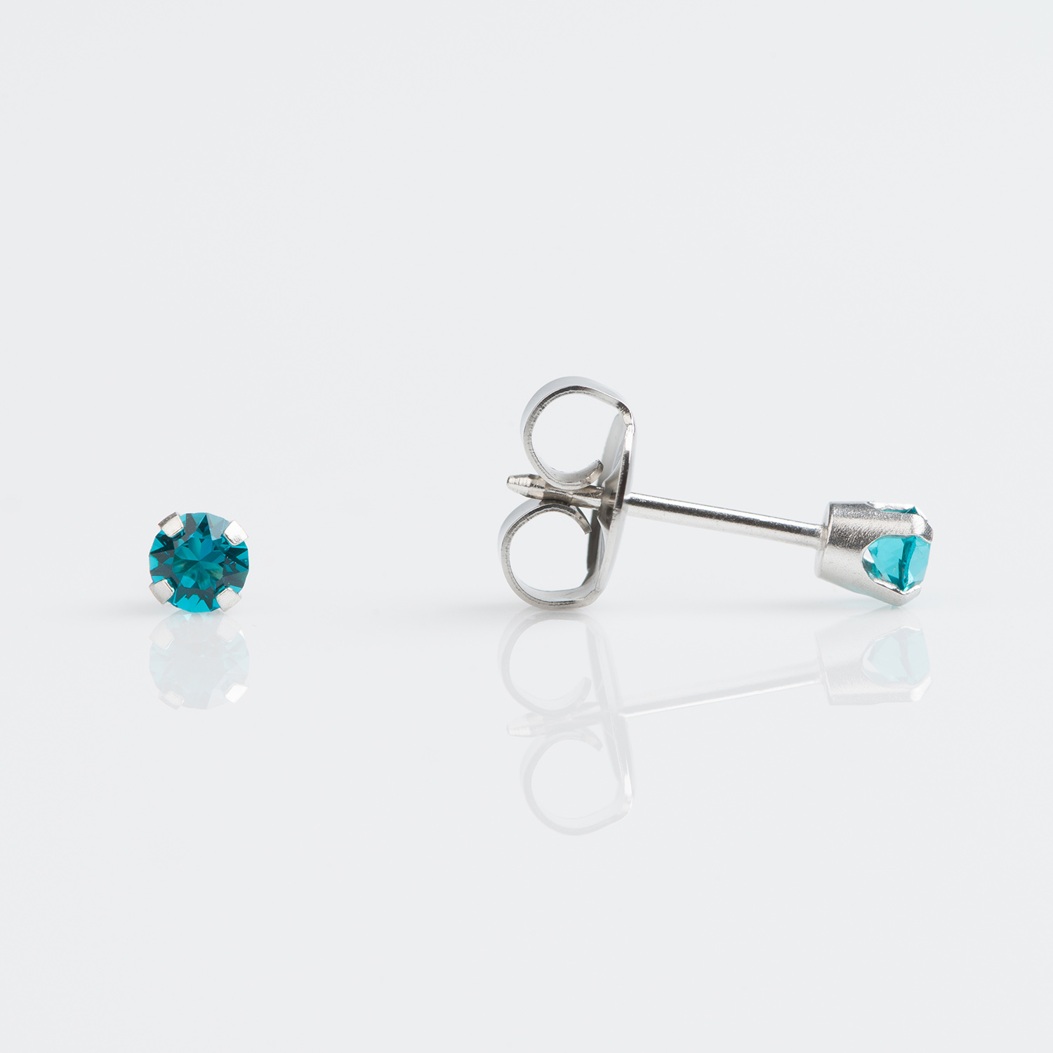 December Blue Zircon Stud Earring