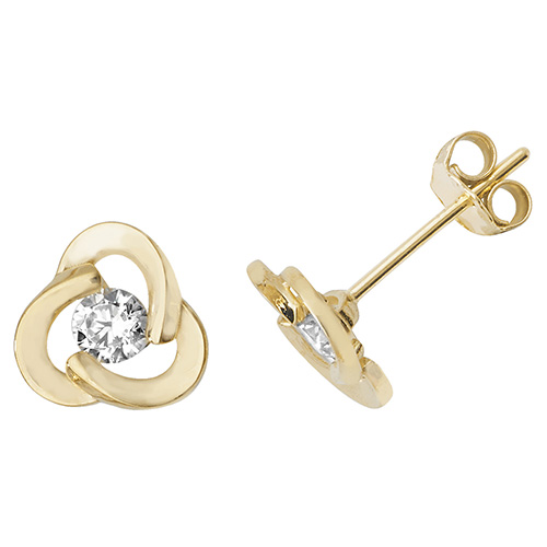 9ct Yellow Gold CZ Stud Earrings