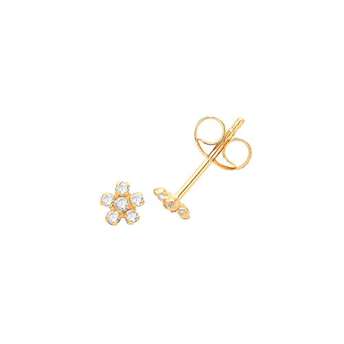 CZ Flower Stud Earrings