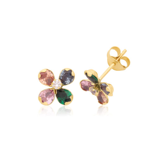 CZ Flower Stud Earrings