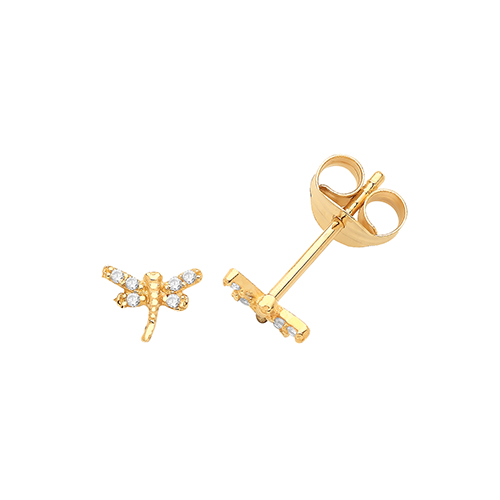 CZ Dragonfly Stud Earrings
