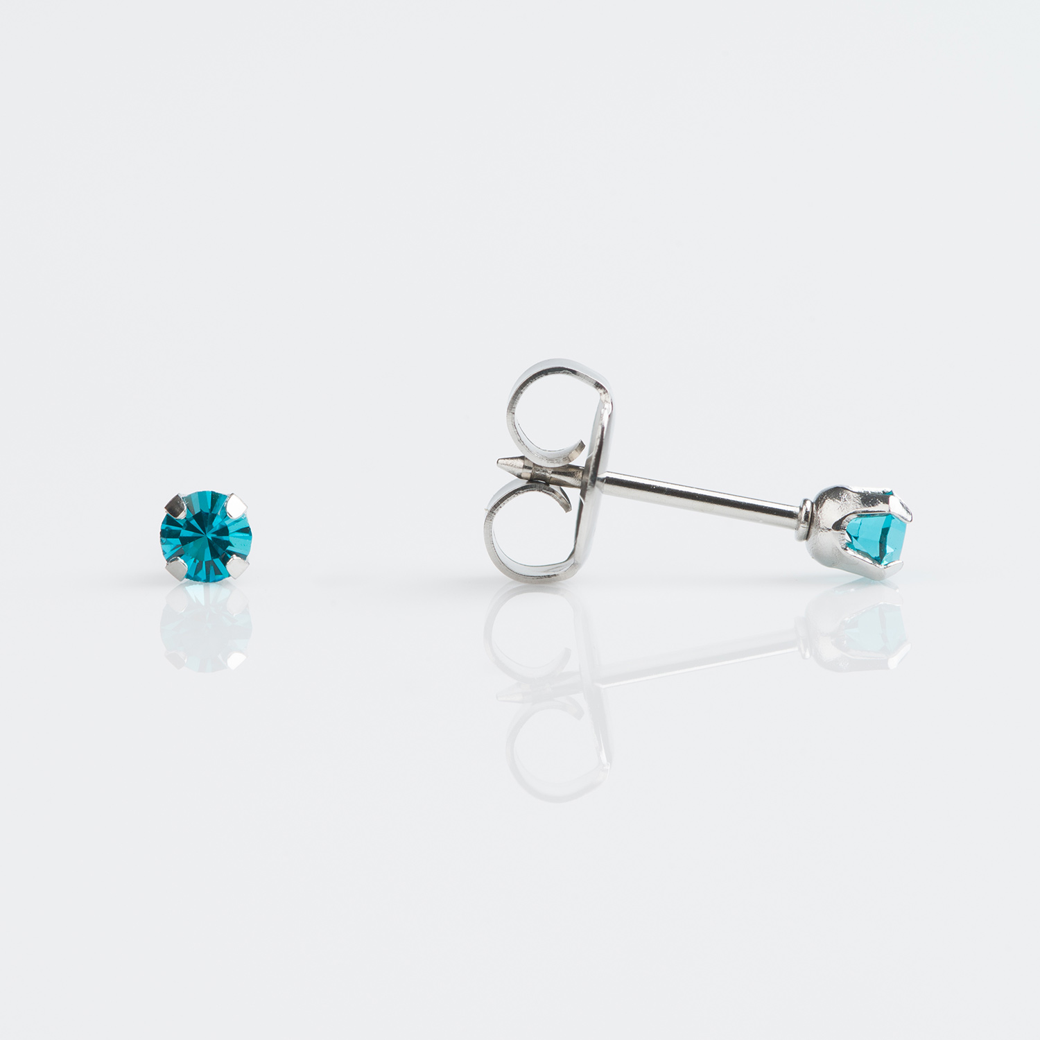 December Blue Zircon Stud Earring