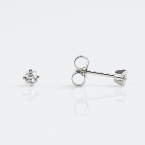 CZ Princess Cut Stud Earring