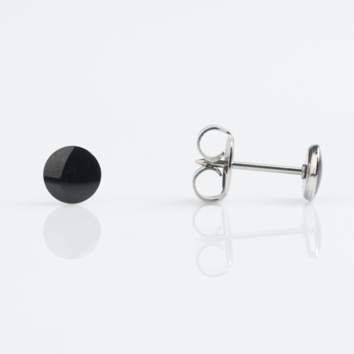 Black Button Stud Earring