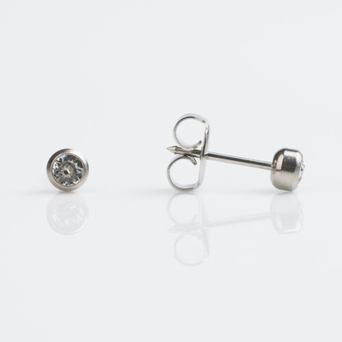 Bezel April Crystal Stud Earring