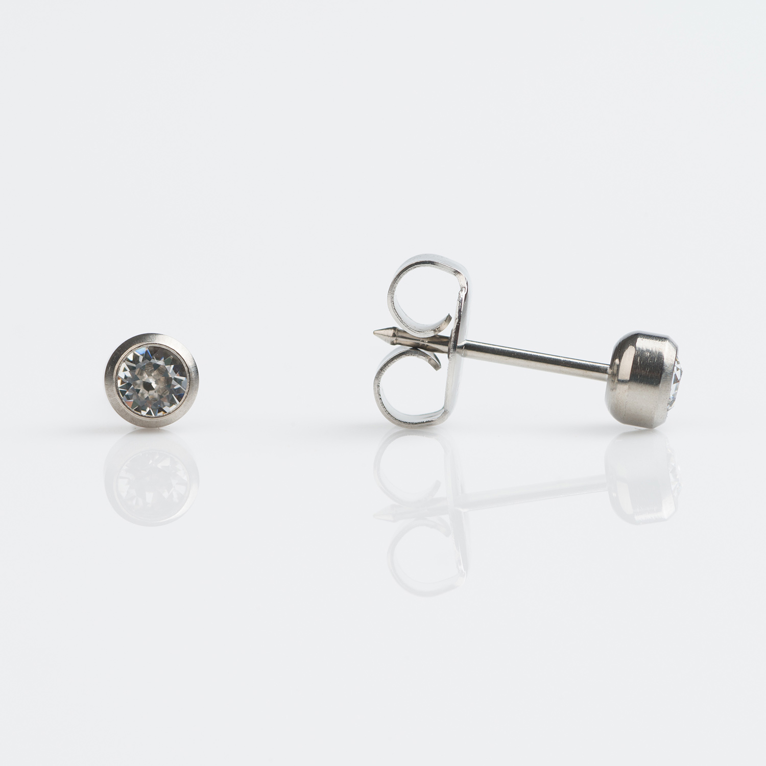 Bezel April Crystal Stud Earring