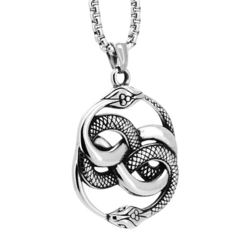 Stainless Steel Double Snake Pendant Non Rust or Tarnish