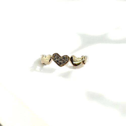 Limited Edition made for KARMA Hallmarked 375 9ct Gold CZ Heart Rings