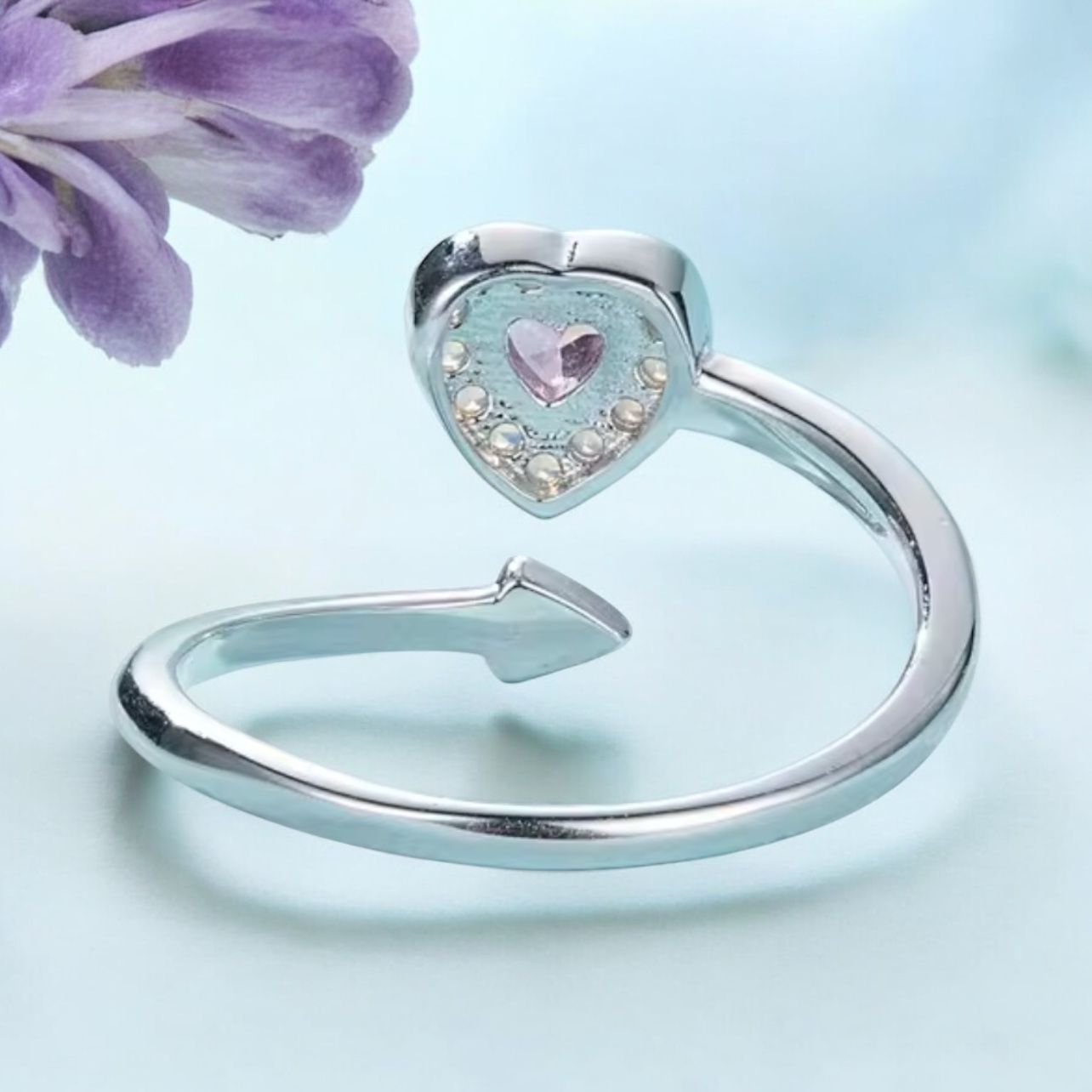 925 Sterling Silver Pink CZ Ring - Image 6